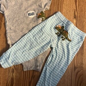 Carter's Gray and Blue Dinosaur Baby Outfit